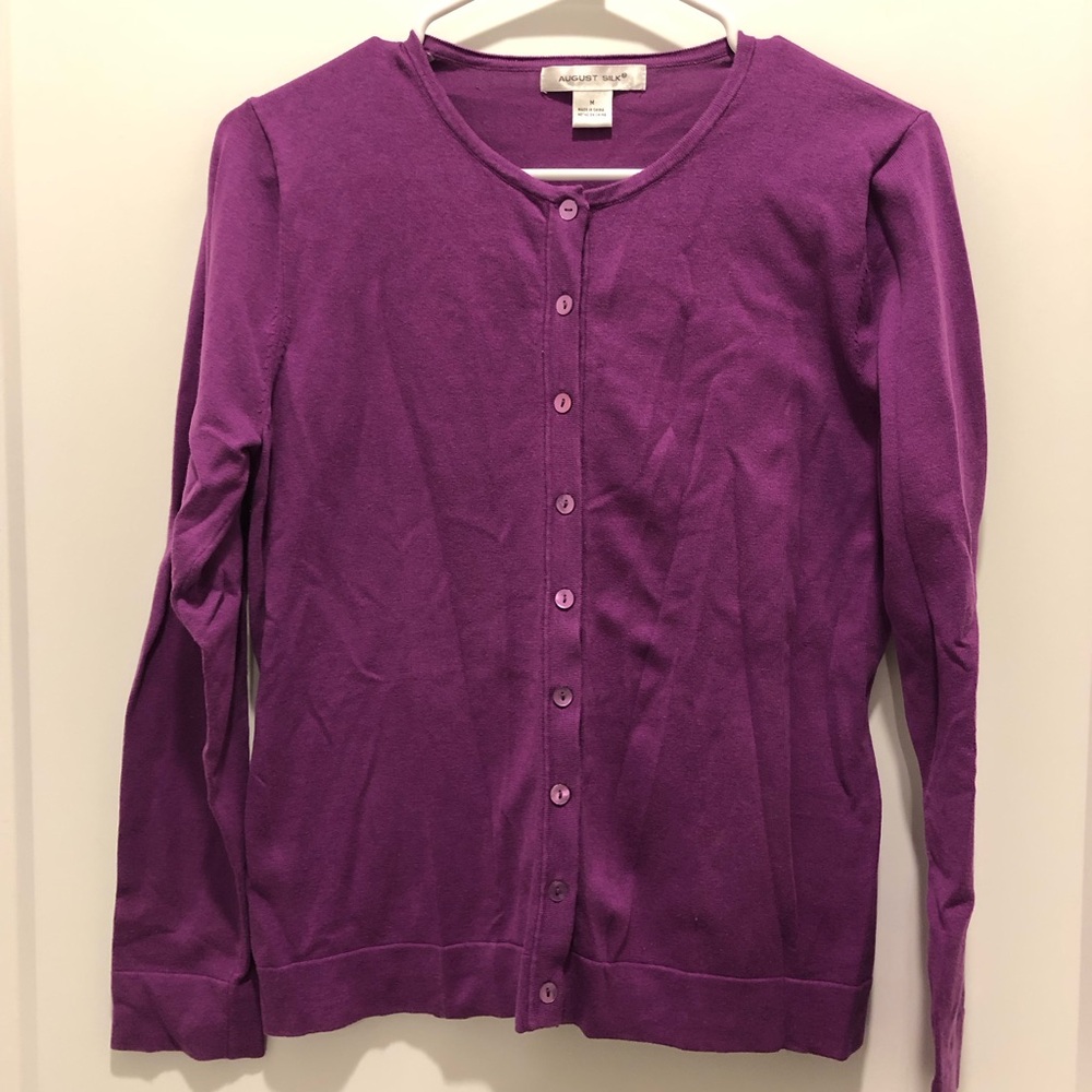 August Silk Purple Classic Knit Cardigan